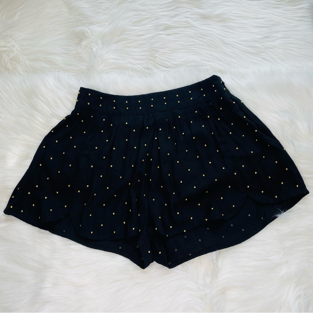 MINKPINK Black Dressy Shorts with Gold Metal Dot Details